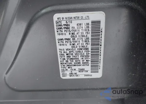 2010 Nissan Rogue S z USA, uszkodzony, nr VIN JN8AS5MV8AW148756